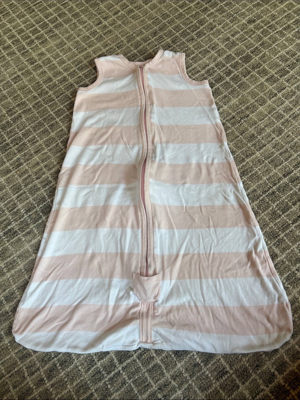 Sleeveless Pink and White Striped Kids Pajama Sleep Sack (Size Medium)